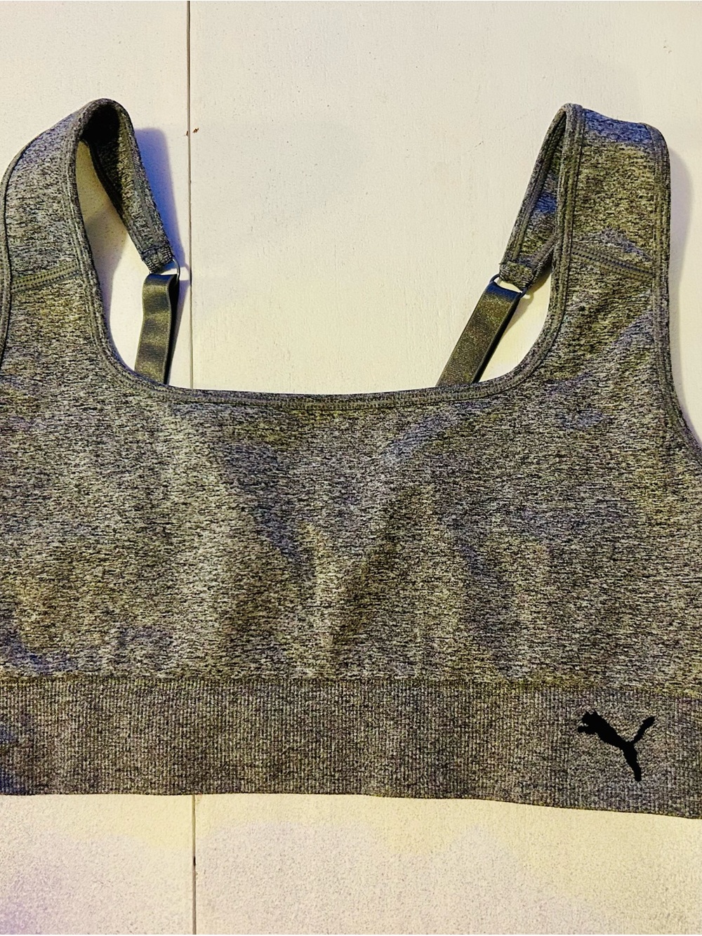 Puma Gray Heather Seamless Adjustable-Strap Sports Bra